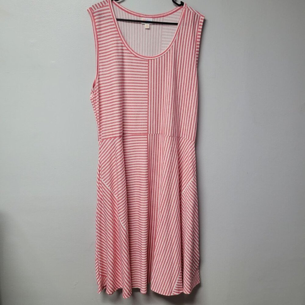 Lularoe Dress Sleeveless Striped‎ Pink Womens 3XL Long Summer Plus Size Pockets